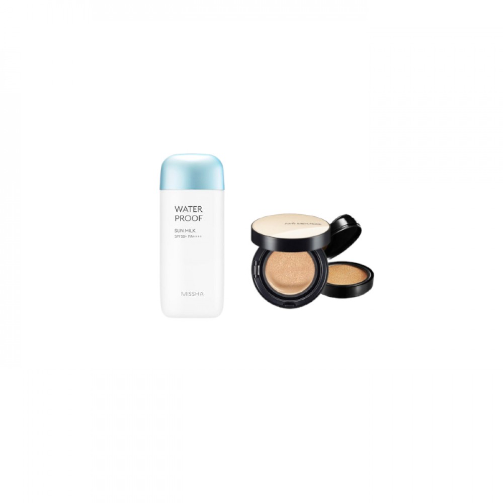 MISSHA - All-Around Safe Block Waterproof Sun Milk SPF 50+/PA++++ - 70ml X Jung Saem Mool - Essential Skin Nuder Cushion - 14g+14g - Medium-Deep