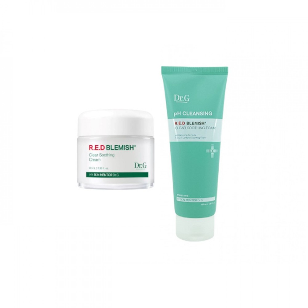 Dr.G - R.E.D Blemish Clear Soothing Cream - 70ML - 70ml - White (1ea) + R.E.D Blemish Clear Soothing pH Cleansing Foam 150ml - 150ml - White (1ea) set