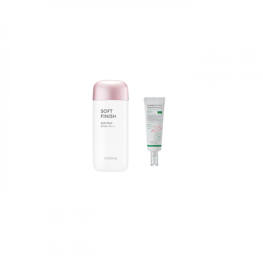 MISSHA All-Around Safe Block Soft Finish Sun Milk SPF50+ PA+++ - 70ml X AXIS-Y - Complete No Stress Physical Sunscreen SPF50+ PA++++ - 50ml
