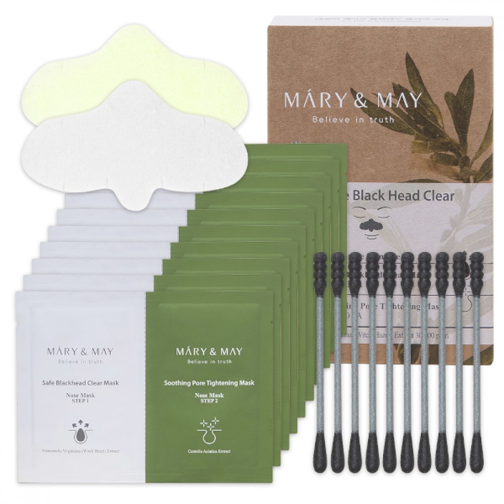 Mary&May - Daily Safe Black Head Clear Nose Mask - Step1 (3.5g) X 10 EA +Step2 (3.5g) X 10 EA