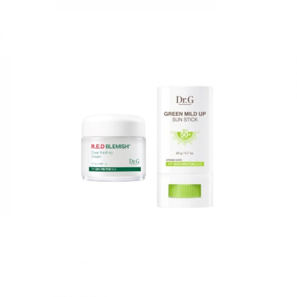 Dr.G Green Mild Up Sun Stick SPF50+ PA++++ - 20g (1ea) + R.E.D Blemish Clear Soothing Cream White (1ea) set