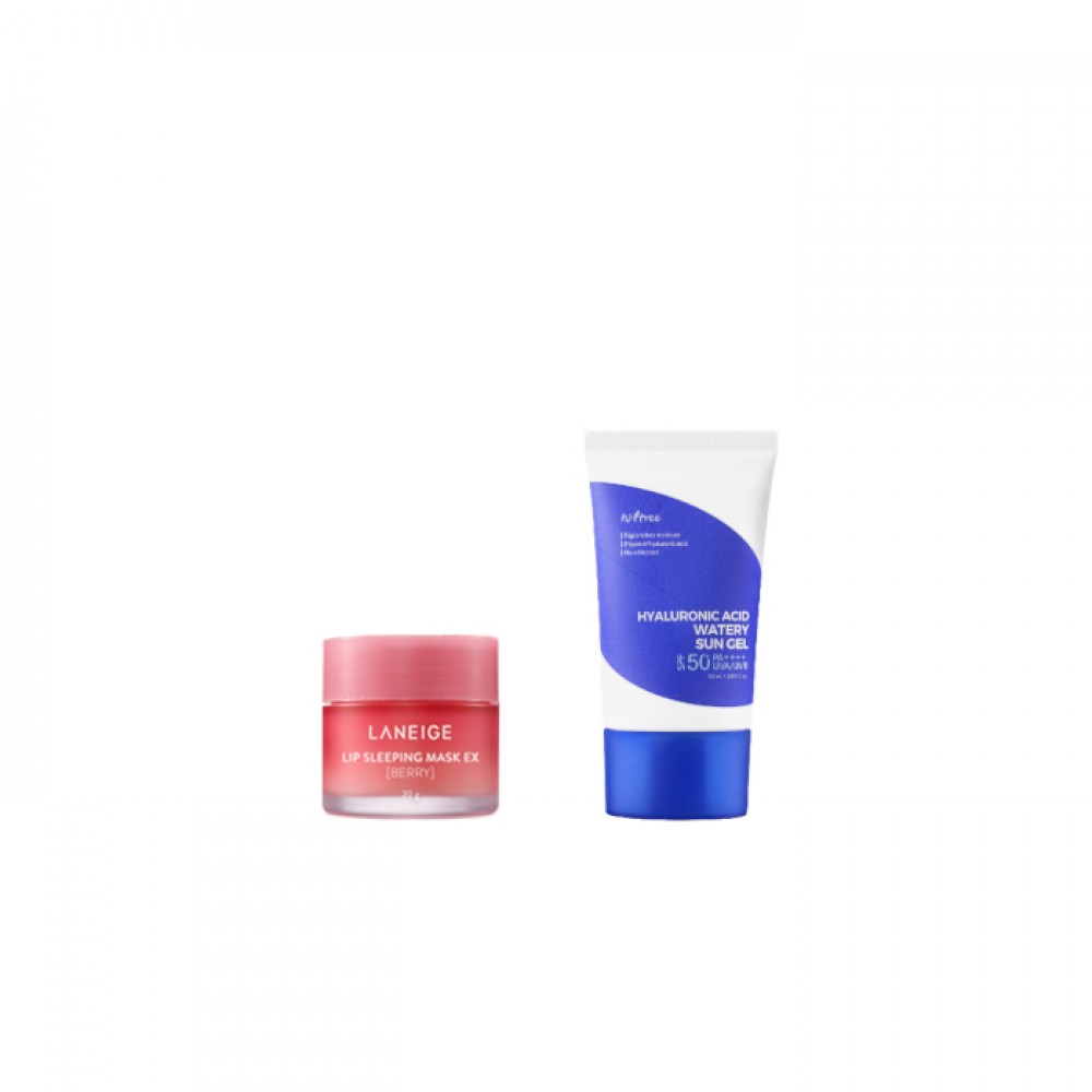 Isntree - Hyaluronic Acid Watery Sun Gel SPF50+ PA++++ - 50ml (1ea) + LANEIGE - Lip Sleeping Mask EX - 20g - Berry (1ea) Set