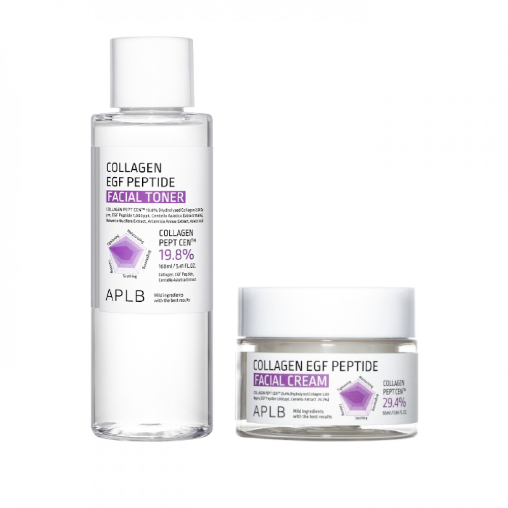 APLB - Collagen EGF Peptide Facial Cream - 55ml (1ea) + Facial Toner - 160ml (1ea) Set