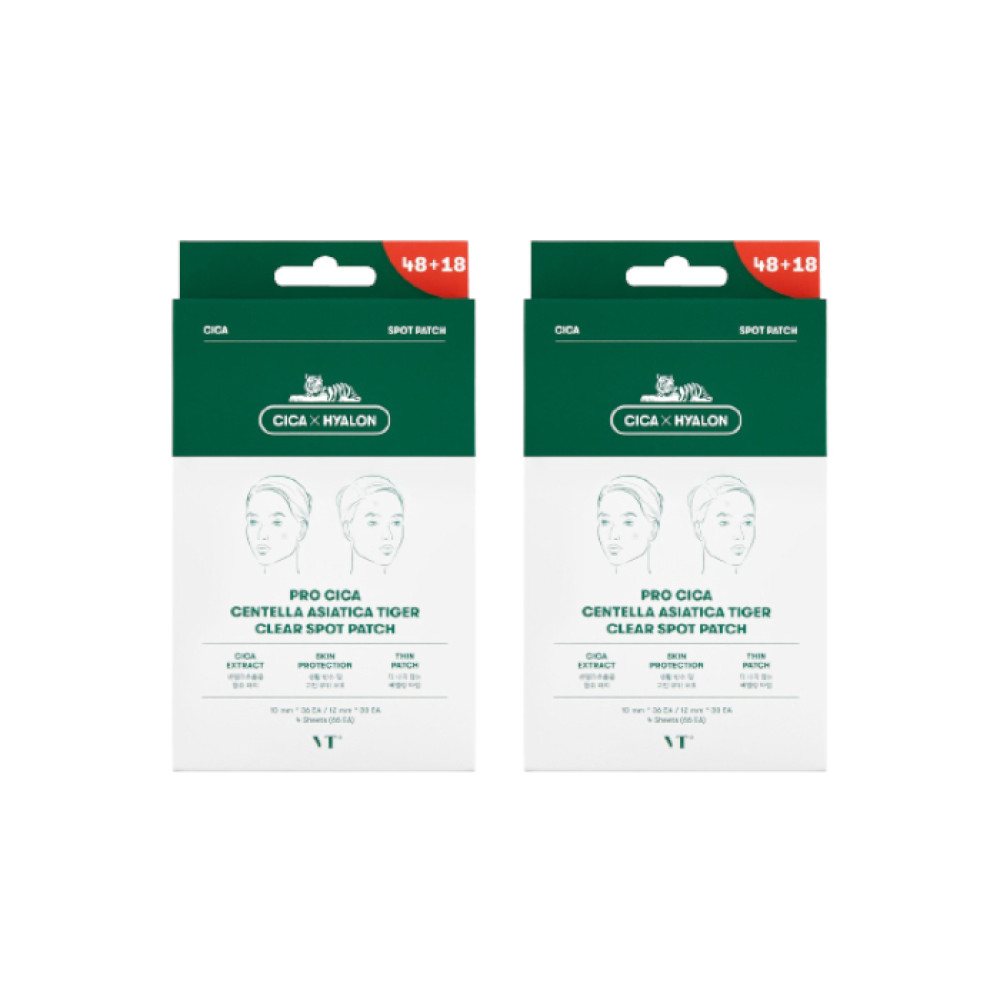 VT - Pro Cica Centella Asiatica Tiger Clear Spot Patch - 4sheets/10mm*36ea+12mm*30ea (66ea) (2ea) Set