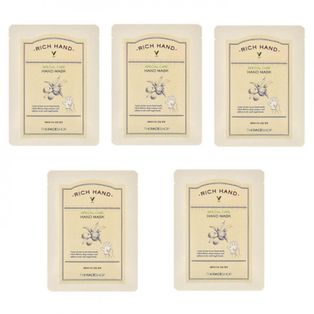 THE FACE SHOP - Rich Hand V Special Care Hand Mask - 16g (5pcs) Set