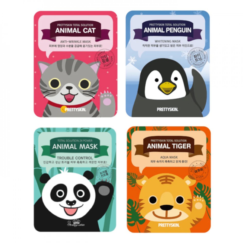 PRETTYSKIN - Total Solution Animal Mask Trial Set (4pcs)
