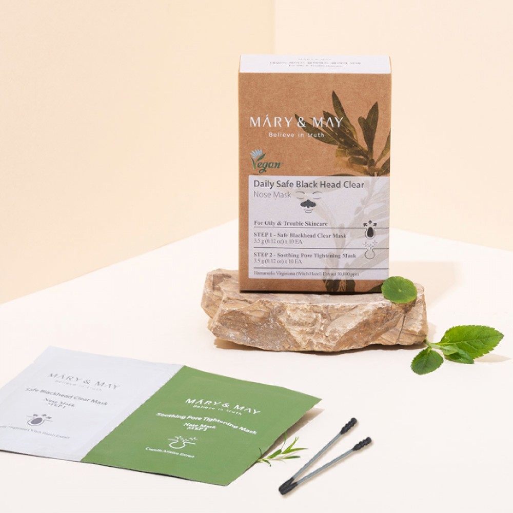Mary&May - Daily Safe Black Head Clear Nose Mask - Step1 (3.5g) X 10 EA +Step2 (3.5g) X 10 EA