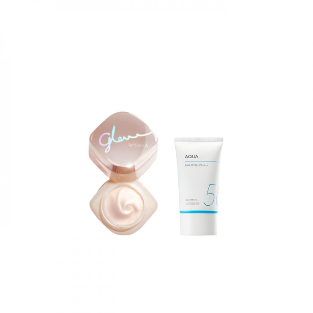 MISSHA - All-Around Safe Block Aqua Sun SPF50+ PA++++ (New version of All-Around Safe Block Aqua Sun Gel ) - 50ml X MISSHA - Glow Skin Balm - 50ml