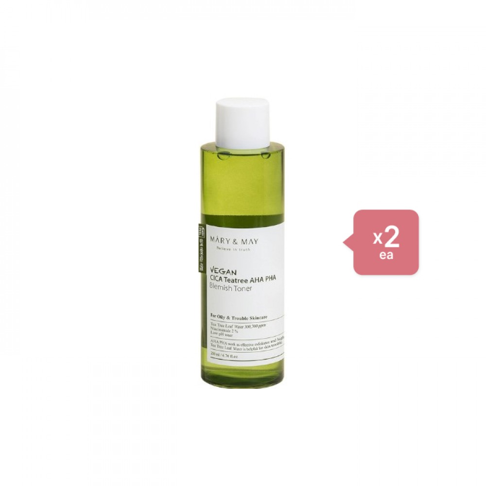 Mary&May Vegan CICA Teatree AHA PHA Blemish Toner - 200ml (2ea) Set