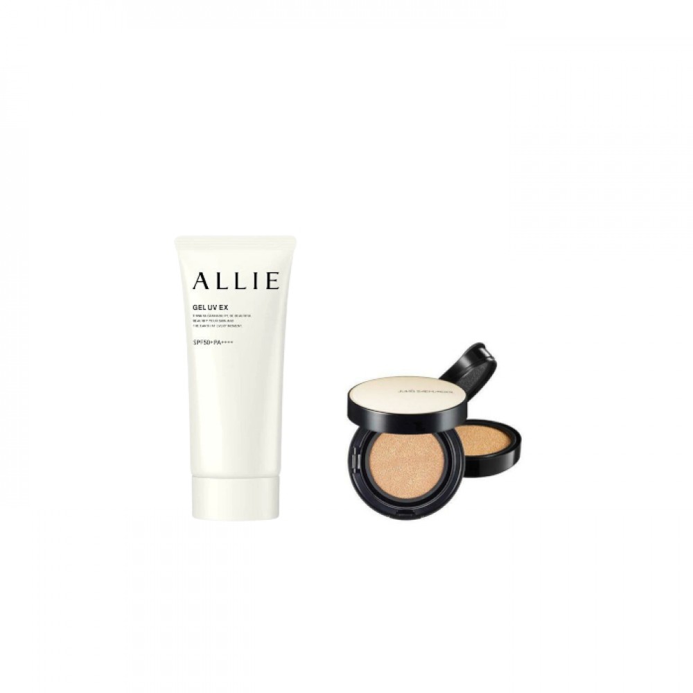 Kanebo - Allie Gel UV EX SPF50+ PA++++ - 90g (New Version of ALLIE - Extra UV Gel SPF50+ PA++++ - 90g) X Jung Saem Mool - Essential Skin Nuder Long Wear Cushion - 14g +14g - Light