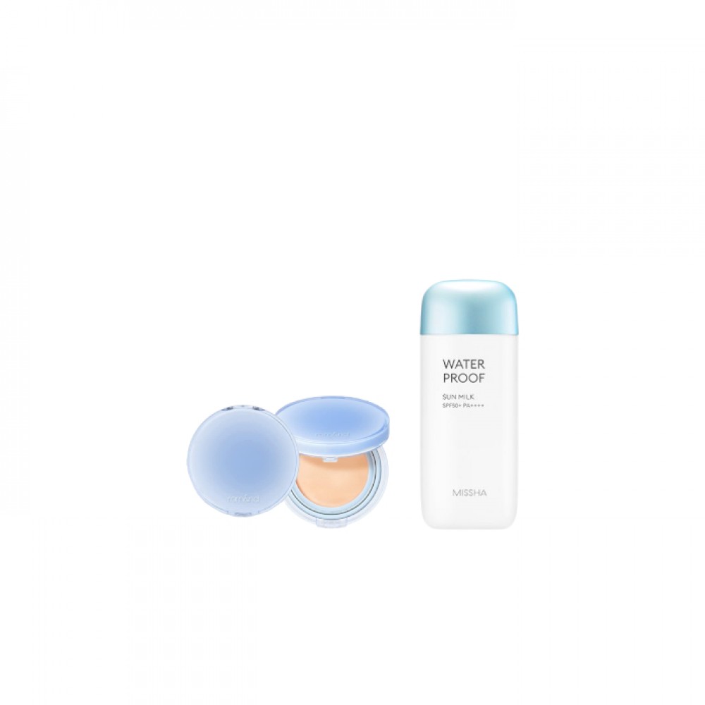 MISSHA - All-Around Safe Block Waterproof Sun Milk SPF 50+/PA++++ - 70ml X Romand - Bare Water Cushion - 20g - 21 Natural