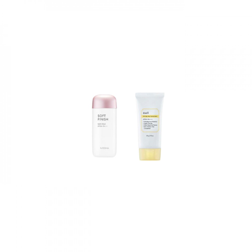 MISSHA All-Around Safe Block Soft Finish Sun Milk SPF50+ PA+++ - 70ml X Dear; Klairs - All-day Airy Sunscreen SPF50+ PA++++ - 50g