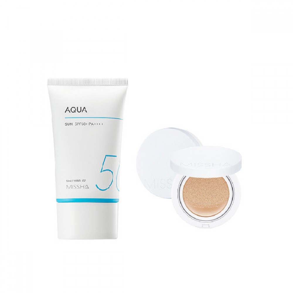 Missha Aqua Sun X Magic Cushion Moist Up Medium Beige Set