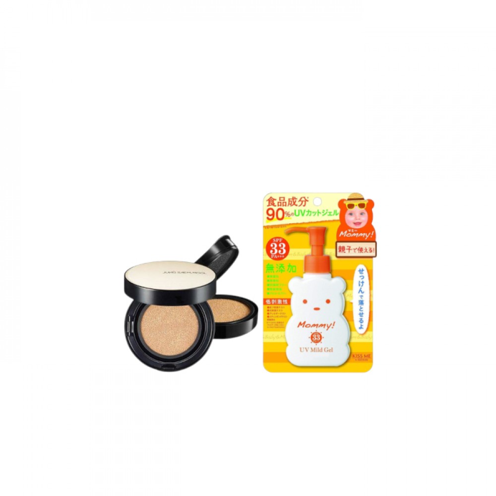 ISEHAN - Kiss Me Mommy UV Mild Gel SPF33 PA+++ - 100ml X Jung Saem Mool - Essential Skin Nuder Long Wear Cushion - 14g +14g - Light