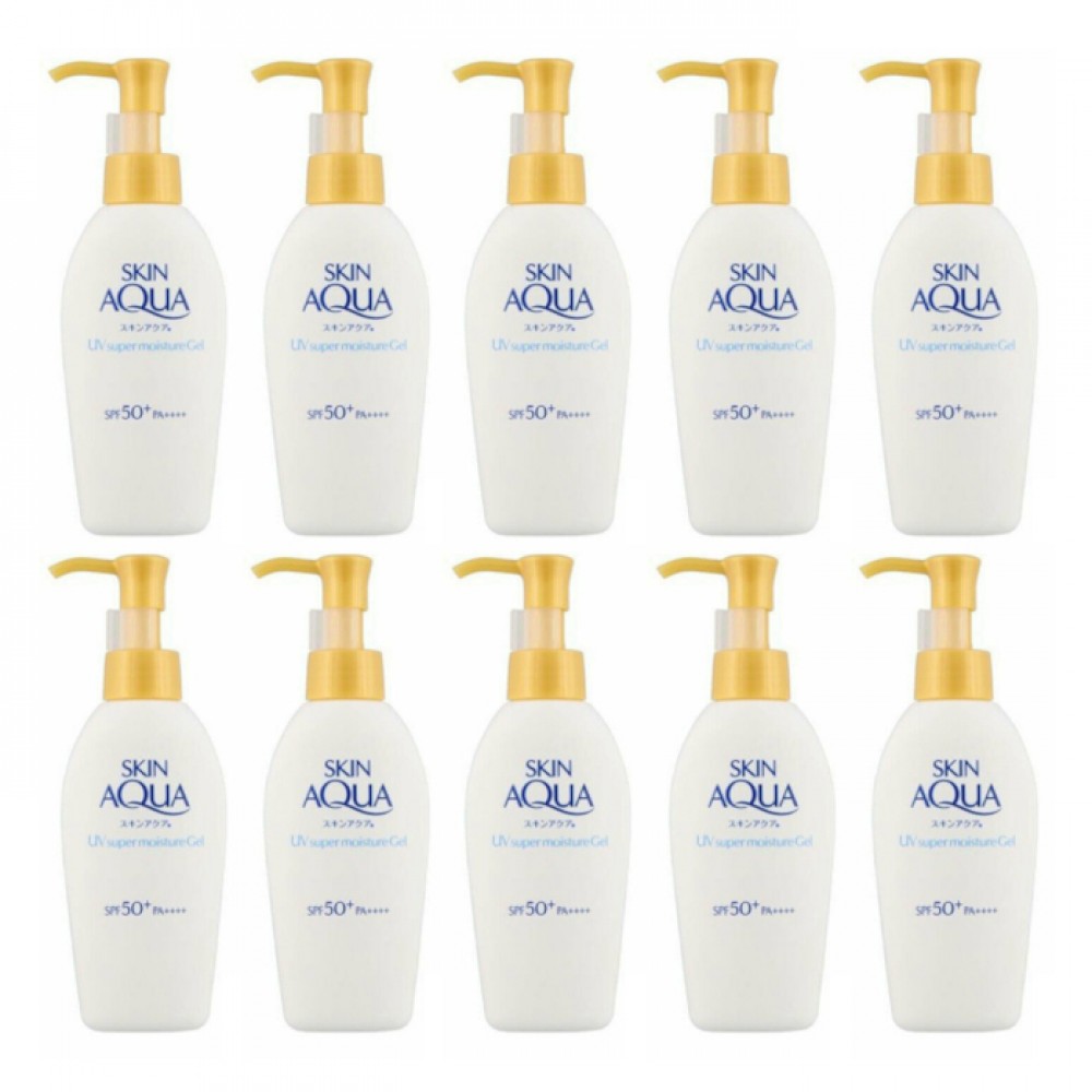 Rohto Mentholatum - Skin Aqua Sunscreen Super Moisture Gel Pump SPF50+ PA++++ - 140g - White (10ea) Set