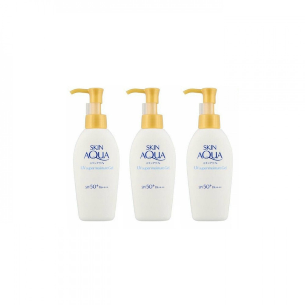 Rohto Mentholatum - Skin Aqua Sunscreen Super Moisture Gel Pump SPF50+ PA++++ - 140g - White (3ea) Set