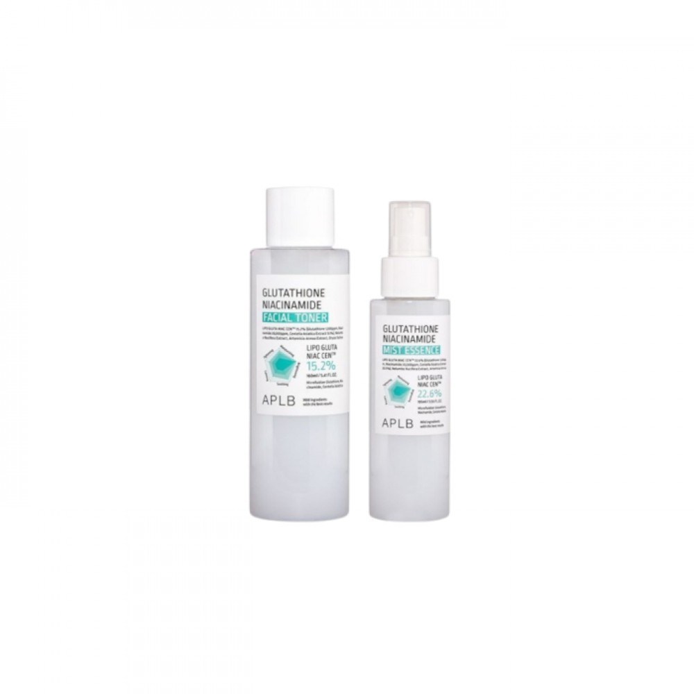 APLB - Glutathione Niacinamide Facial Toner - 160ml (1ea) + Glutathione Niacinamide Mist Essence - 105ml (1ea) Set