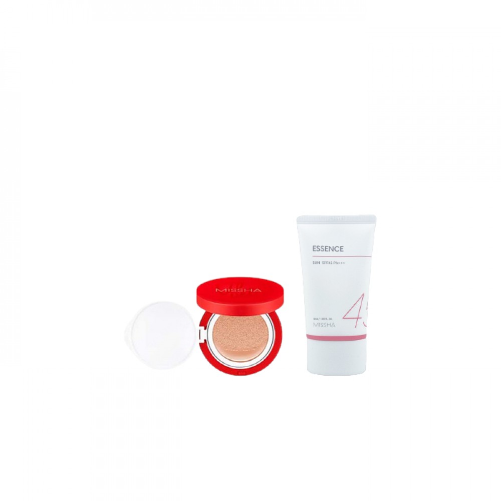 MISSHA - All Around Safe Block Essence Sun SPF45 PA+++ - 50ml X MISSHA - Velvet Finish Cushion SPF50+ PA+++ - 15g - 23