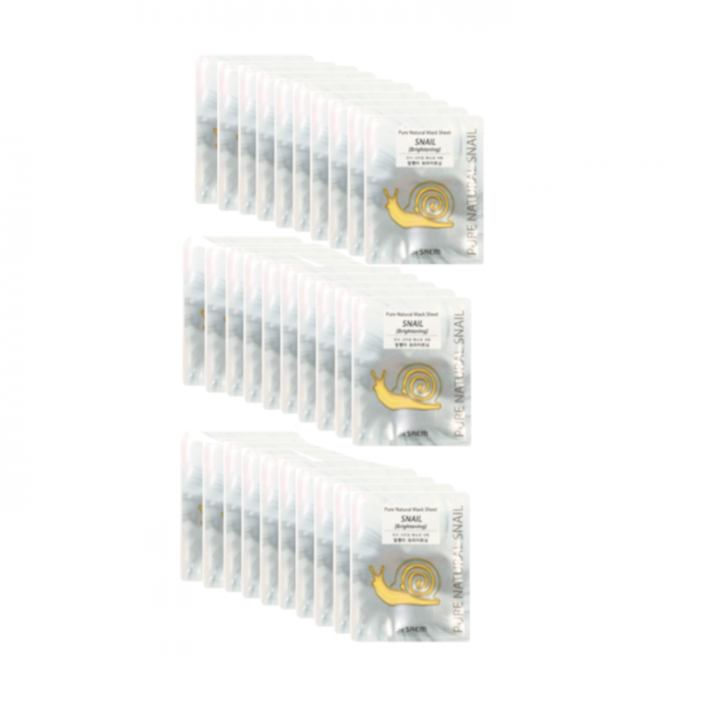 The Saem - Pure Natural Mask Sheet - Snail Brightening (30ea) Set