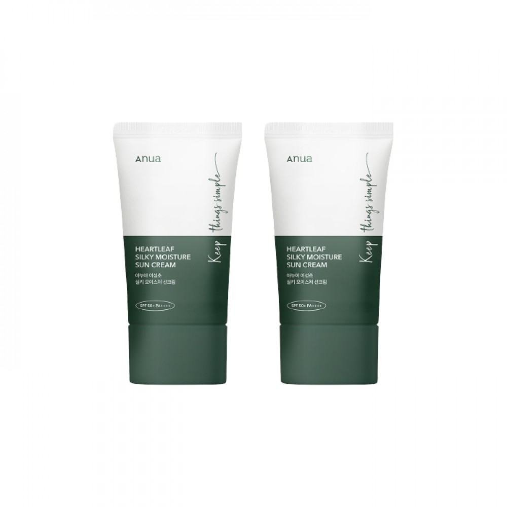 ANUA - Heartleaf Silky Moisture Sun Cream SPF50+ PA++++ - 50ml (2ea) Set