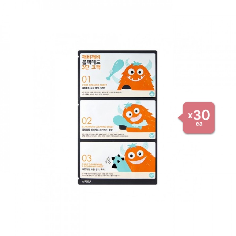 A'PIEU - Goblin Blackhead 3 Step Nose Pack - 1pc (30ea) Set