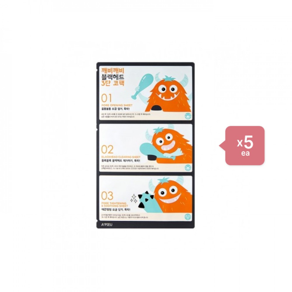 A'PIEU - Goblin Blackhead 3 Step Nose Pack - 1pc (5ea) Set