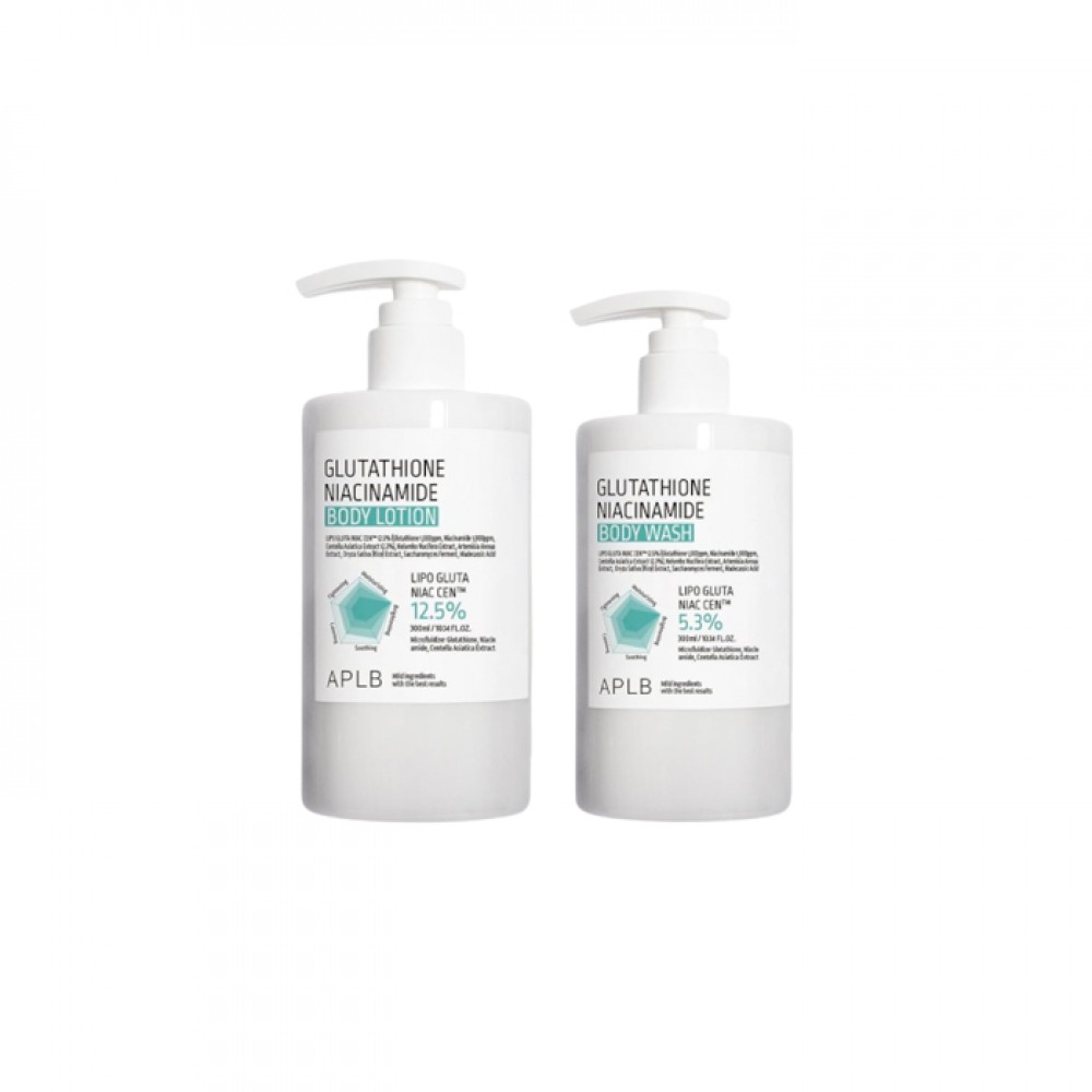 APLB - Glutathione Niacinamide Body Wash - 300ml (1ea) + Glutathione Niacinamide Body Lotion - 300ml (1ea) Set