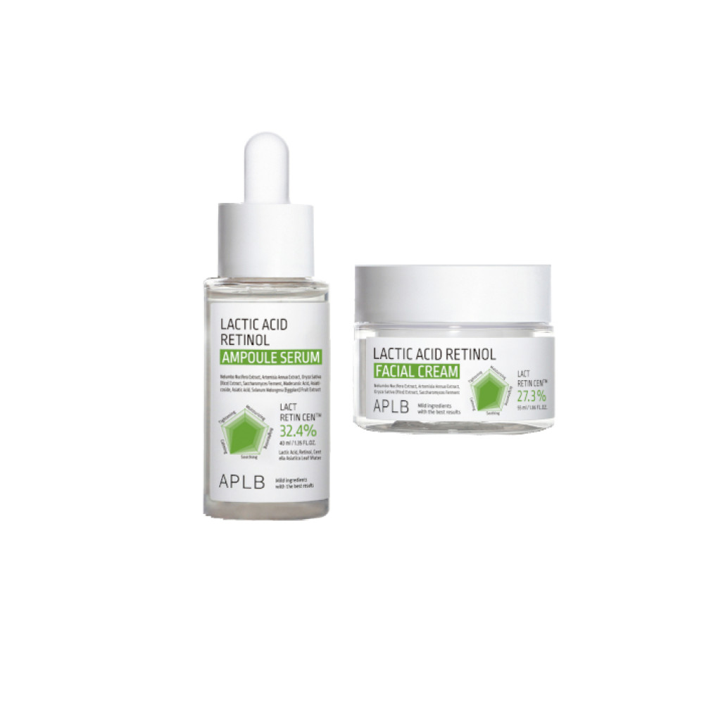 APLB - Lactic Acid Retinol Ampoule Serum - 40ml & Facial Cream - 55ml Set