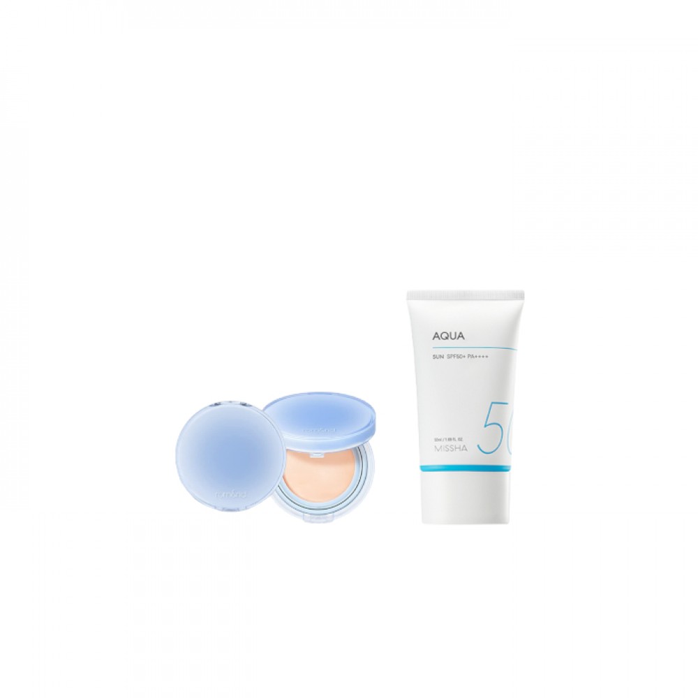 MISSHA - All-Around Safe Block Aqua Sun SPF50+ PA++++ (New version of All-Around Safe Block Aqua Sun Gel ) - 50ml X Romand - Bare Water Cushion - 20g - 17 Porcelain
