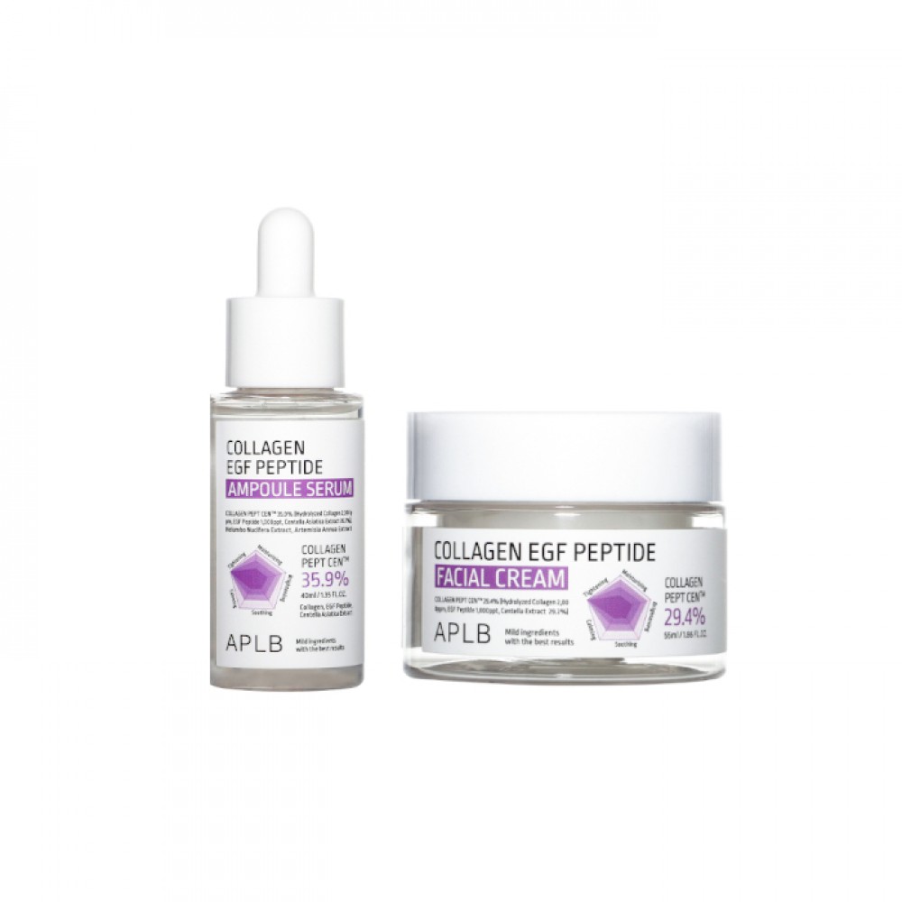 APLB - Collagen EGF Peptide Ampoule Serum - 40ml (1ea) + Facial Cream - 55ml (1ea) Set
