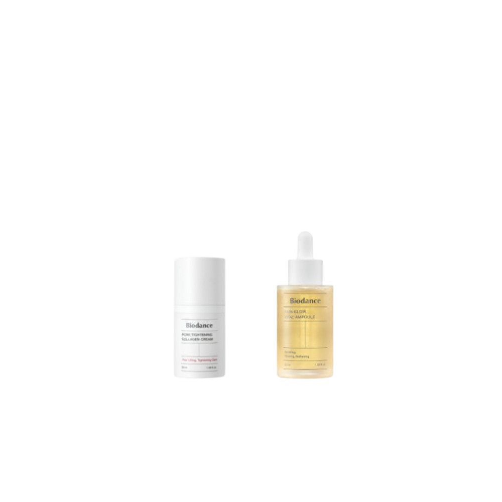 Biodance - Skin Glow Vital Ampoule - 50ml + Pore Tightening Collagen Cream - 50ml Set