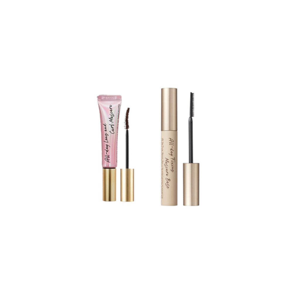 Milk Touch - All-Day Fixing Mascara Base - 6.6g (1ea) + All-Day Long & Curl Mascara - 10g - Brown (1ea) Set