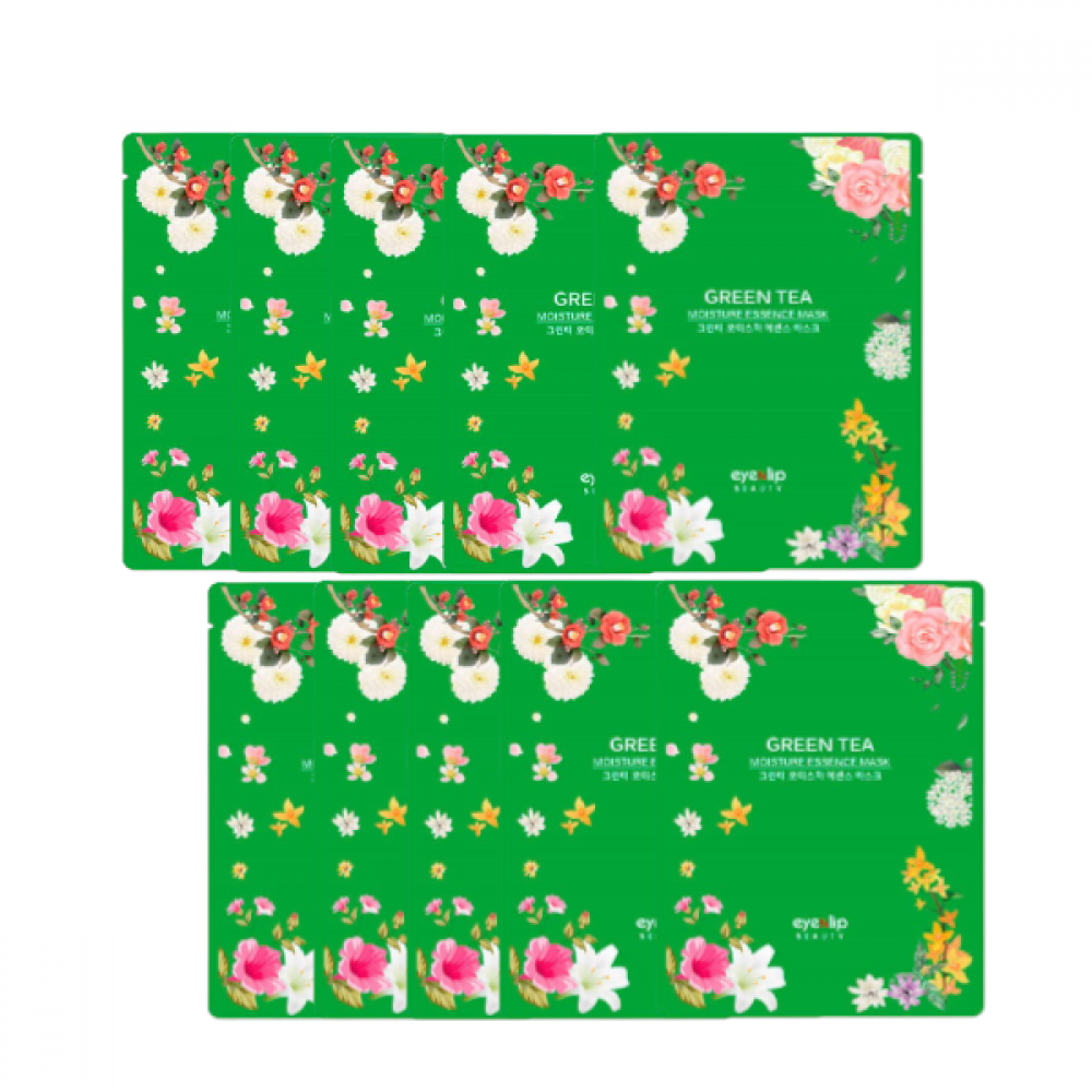 EYENLIP - Moisture Essence Mask - 10pcs - Green Tea