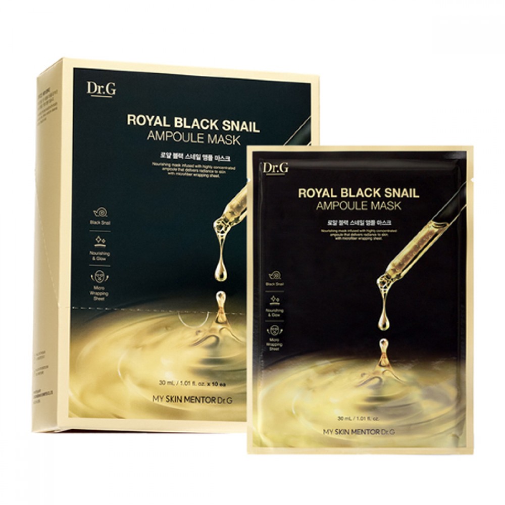 Dr.G - Royal Black Snail Ampoule Mask - 10pcs