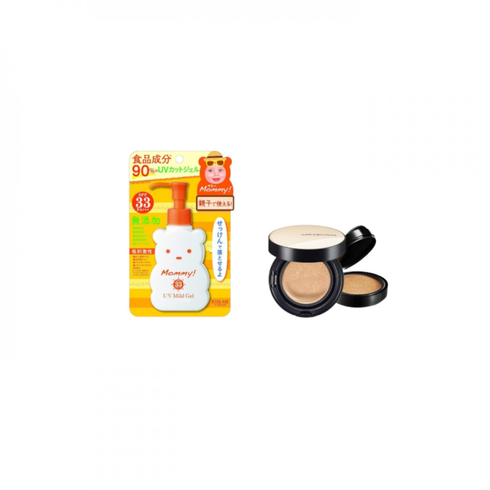 ISEHAN - Kiss Me Mommy UV Mild Gel SPF33 PA+++ - 100ml X Jung Saem Mool - Essential Skin Nuder Cushion - 14g+14g - Medium-Deep