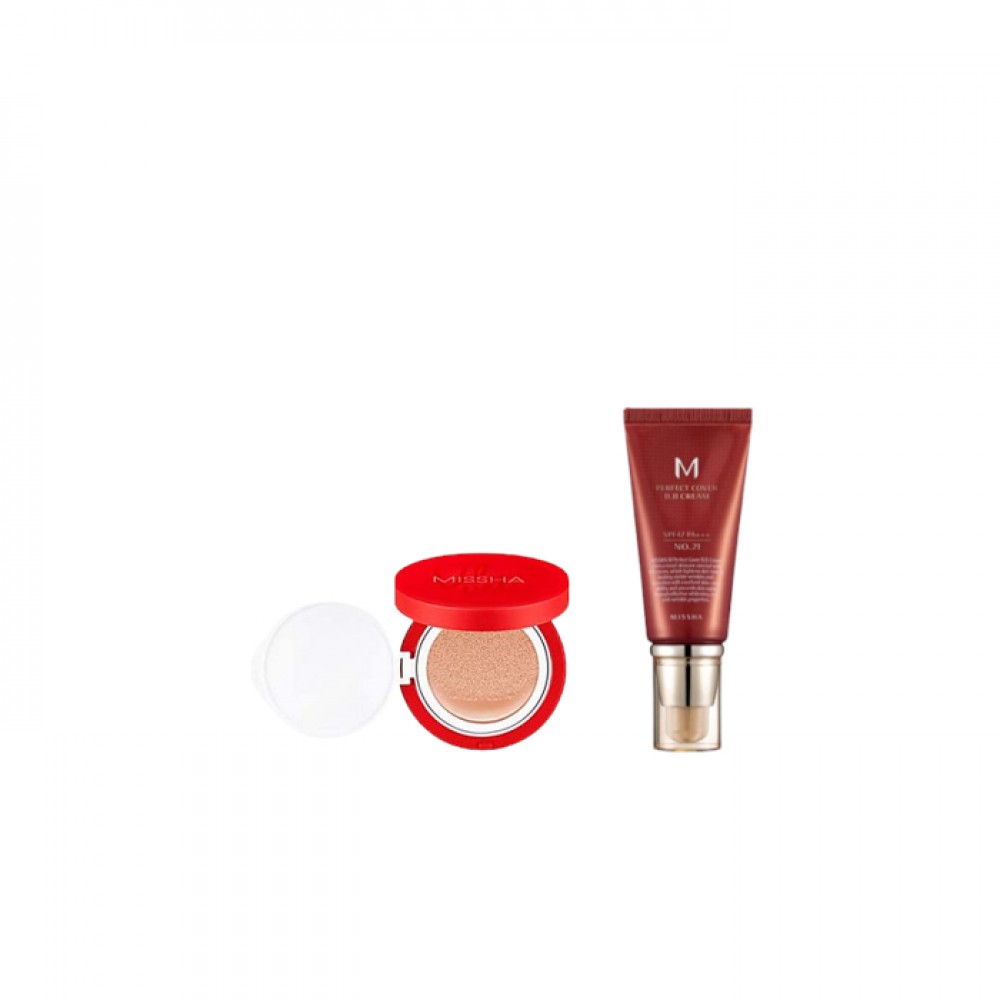MISSHA - M Perfect Cover BB Cream - 50ml - #21 Light Beige X MISSHA - Velvet Finish Cushion SPF50+ PA+++ - 15g - 23