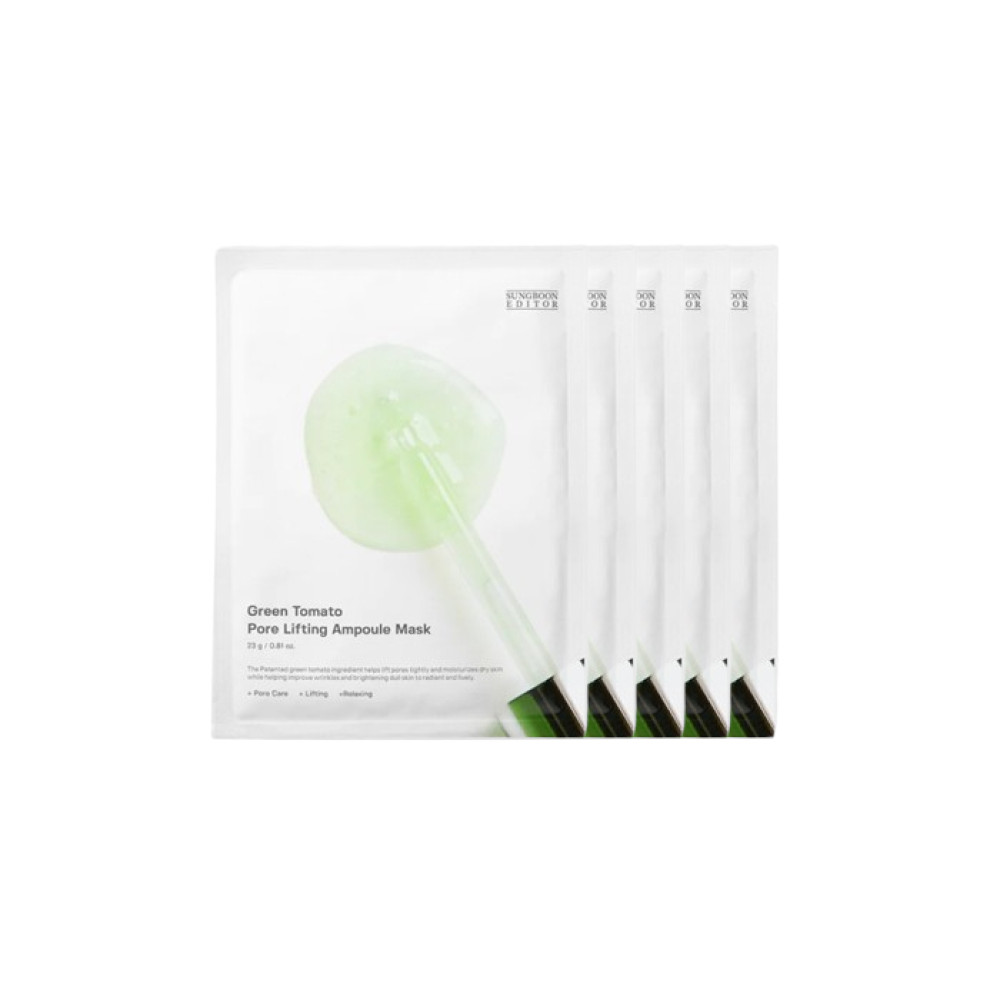 SUNGBOON EDITOR - Green Tomato Pore Lifting Ampoule Mask - 5ea Set