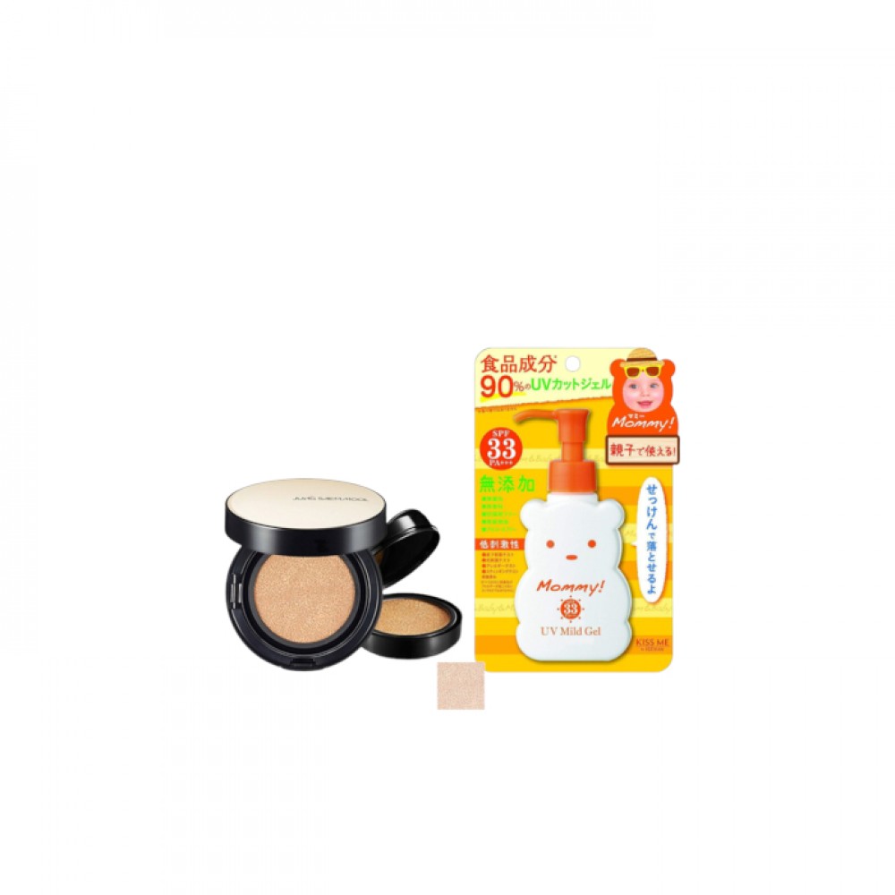 ISEHAN - Kiss Me Mommy UV Mild Gel SPF33 PA+++ - 100ml X Jung Saem Mool - Essential Skin Nuder Long Wear Cushion - 14g+14g - Fair Light