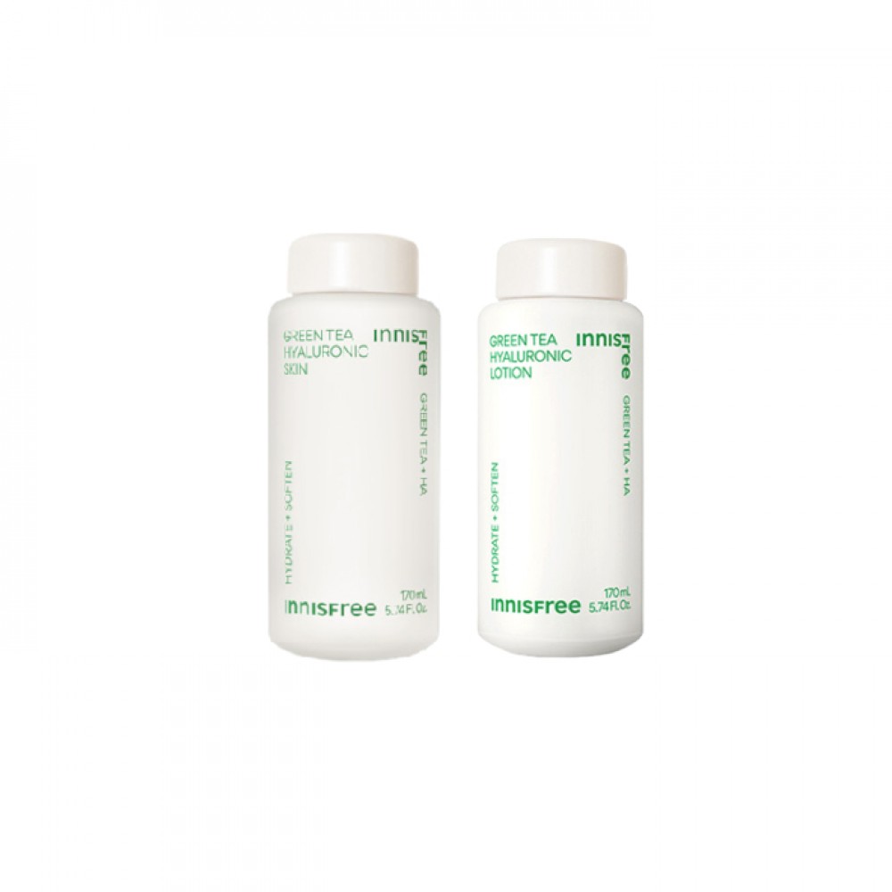 innisfree - Green Tea Hyaluronic Lotion - 170ml (1ea) + Skin - 170ml (1ea) Set