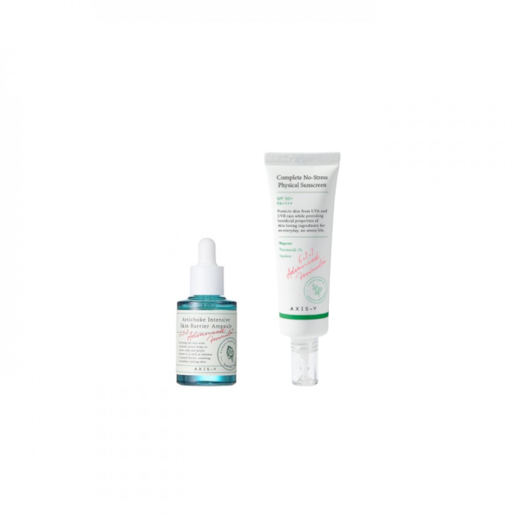 AXIS-Y - Complete No Stress Physical Sunscreen SPF50+ PA++++ - 50ml (1ea) + Artichoke Intensive Skin Barrier Ampoule - 30ml (1ea) Set