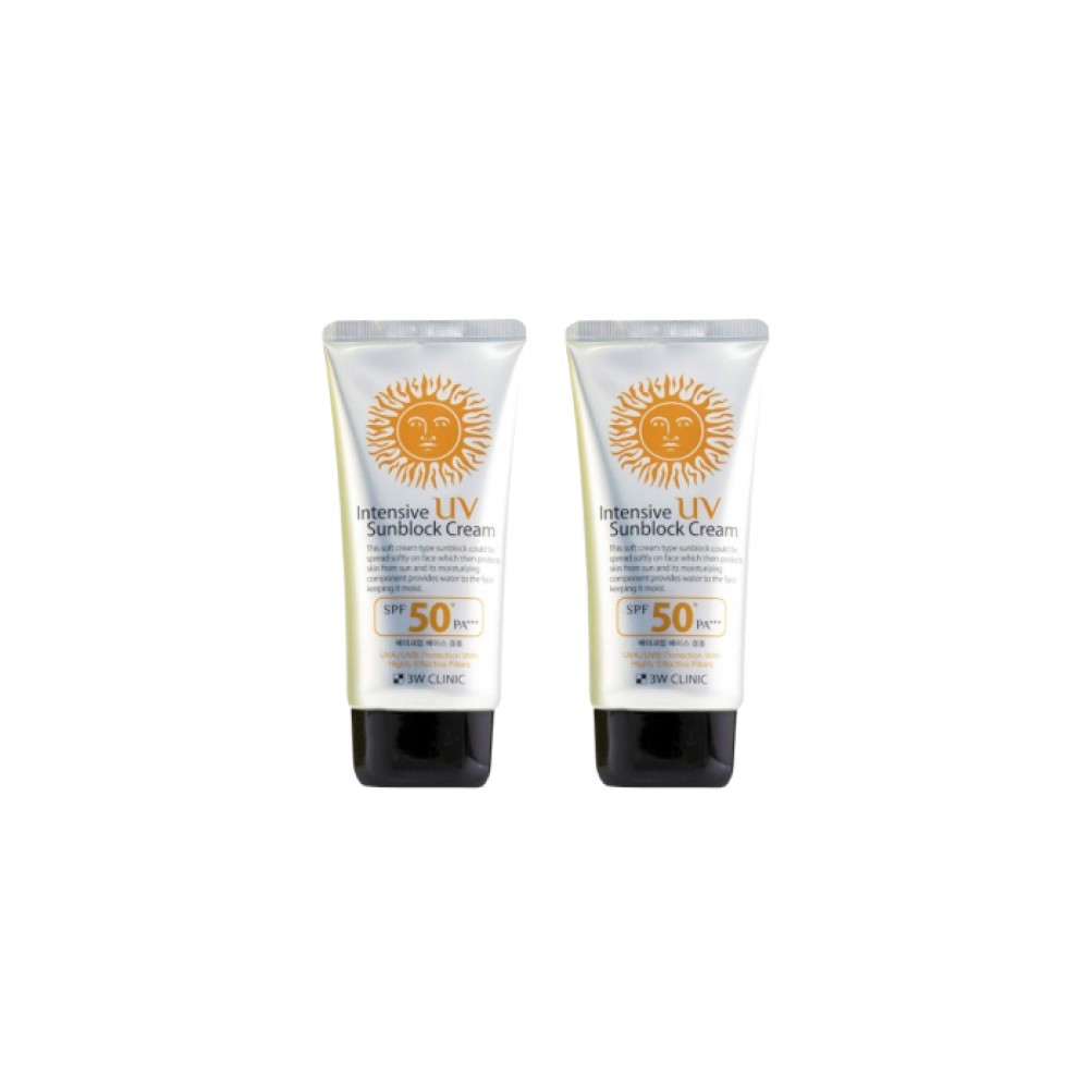3W Clinic - Intensive UV Sunblock Cream SPF50+ PA+++ - 70ml (2ea) Set