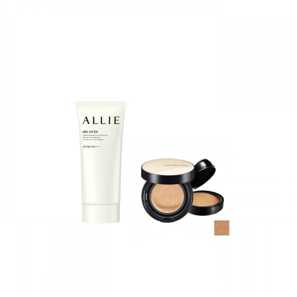 Kanebo - Allie Gel UV EX SPF50+ PA++++ - 90g (New Version of ALLIE - Extra UV Gel SPF50+ PA++++ - 90g) X Jung Saem Mool - Essential Skin Nuder Cushion - 14g+14g - Medium-Deep