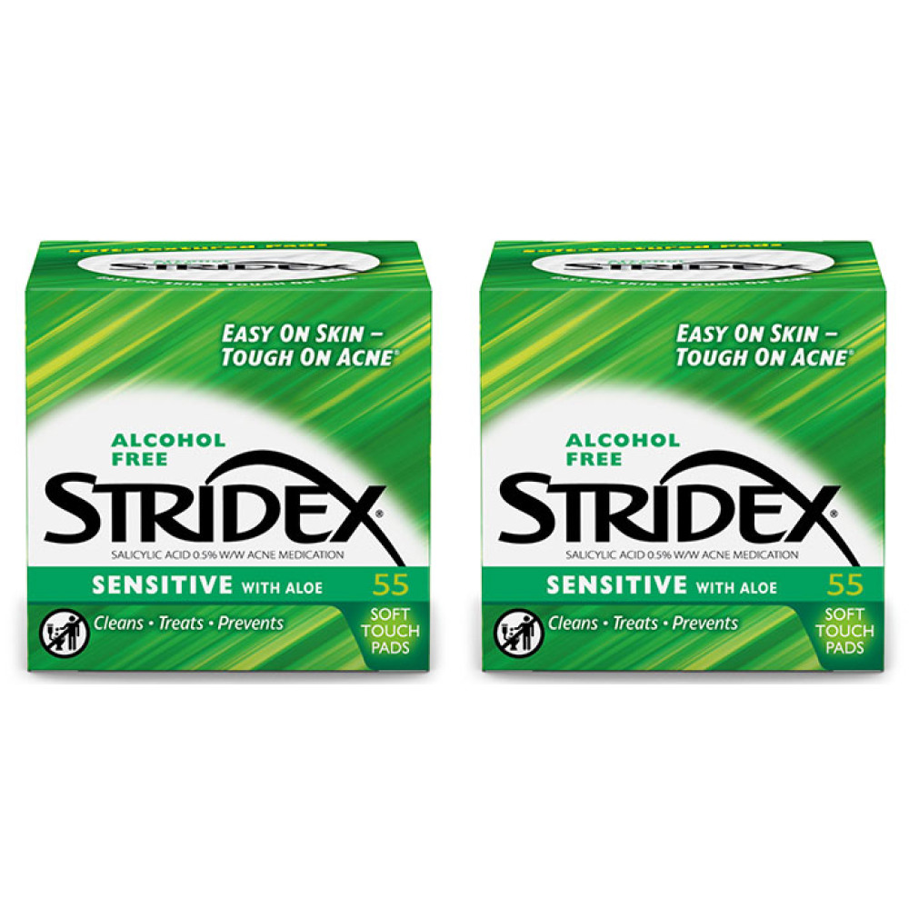 STRIDEX - Alcohol Free Sensitive Pads With Aloe GREEN - 55pcs (2ea) Set