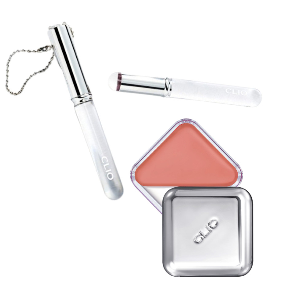 CLIO - Essential Lipcheek Tap 01 Peach Flush + Lip Brush Set