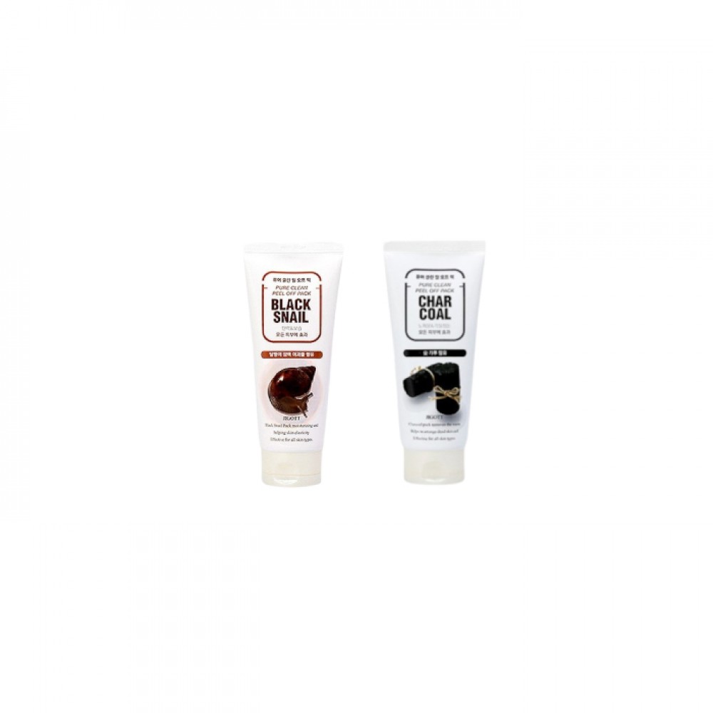 Jigott - Pure Clean Peel Off Pack No.Black Snail - 180ml (1ea) + Pure Clean Peel Off Pack No.Charcoal - 180ml (1ea) Set