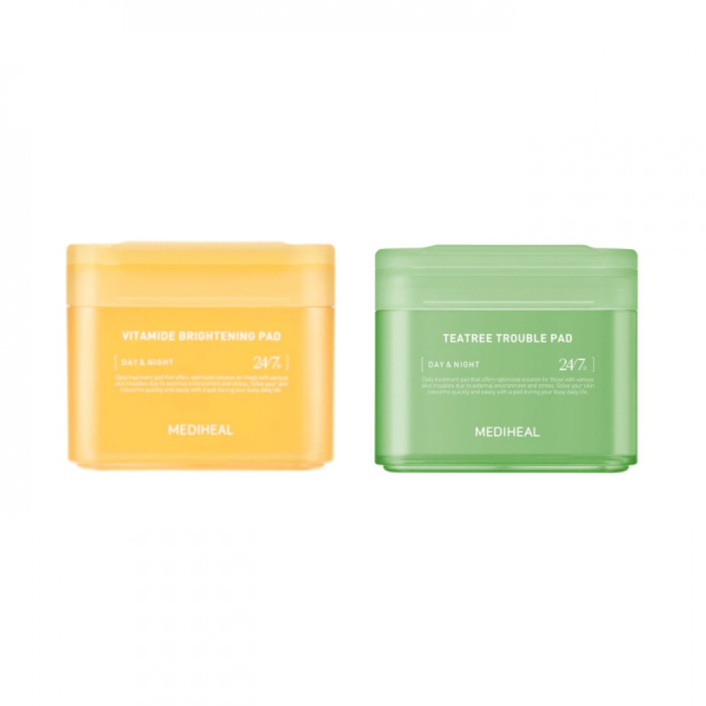 Mediheal - Teatree Trouble Pad - 100ea (1ea) + Vitamide Brightening Pad - 100ea (1ea) Set