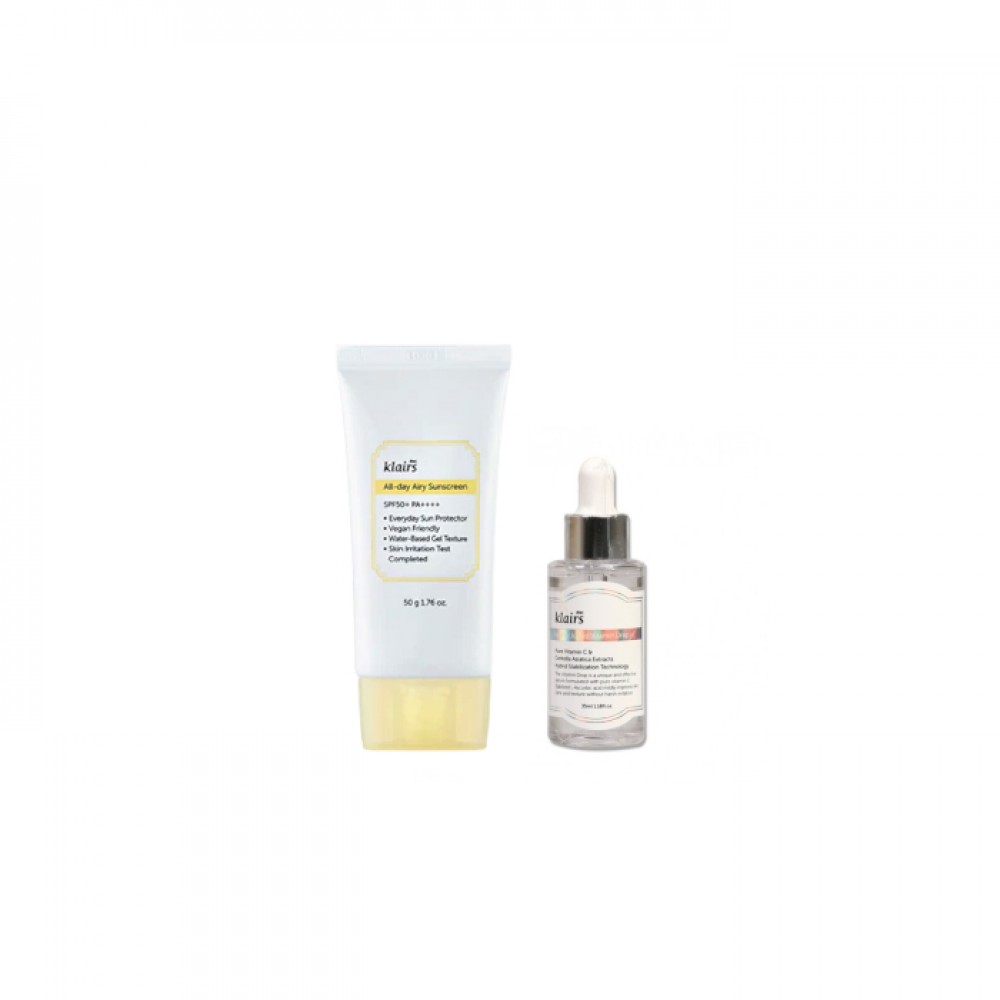 Dear; Klairs - All-day Airy Sunscreen SPF50+ PA++++ - 50g + Freshly Juiced Vitamin Drop - 35ml (1ea) Set