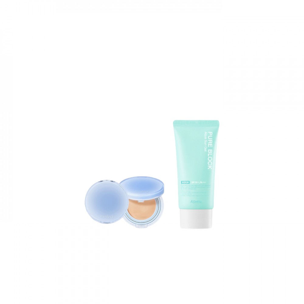 A'PIEU - Pure Block Aqua Sun Gel SPF50+ PA+++ X Romand - Bare Water Cushion - 20g - 23 Beige