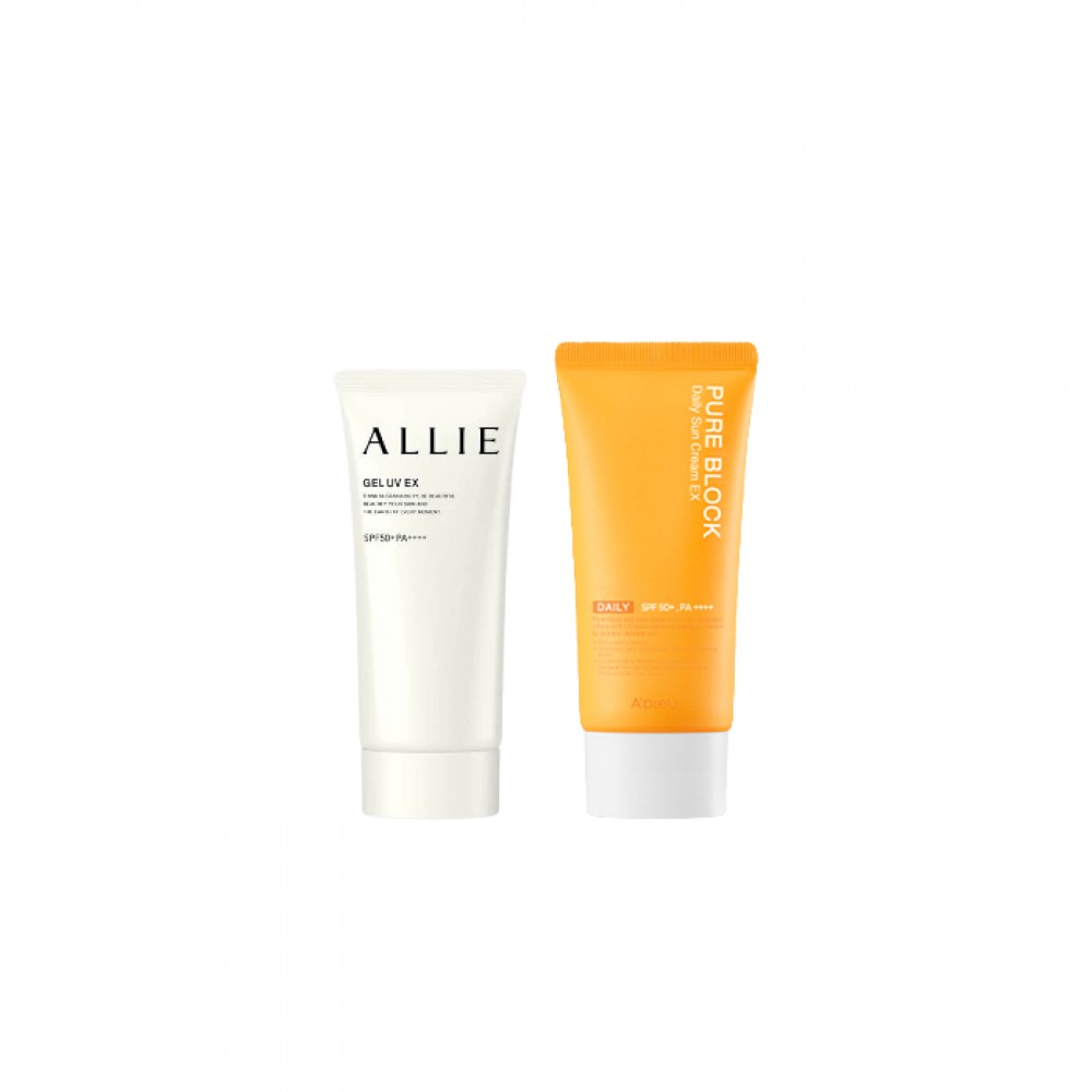 A'PIEU - Pure Block Natural Daily Sun Cream SPF45 PA+++ - 100ml X Kanebo - Allie Gel UV EX SPF50+ PA++++ - 90g (New Version of ALLIE - Extra UV Gel SPF50+ PA++++ - 90g)