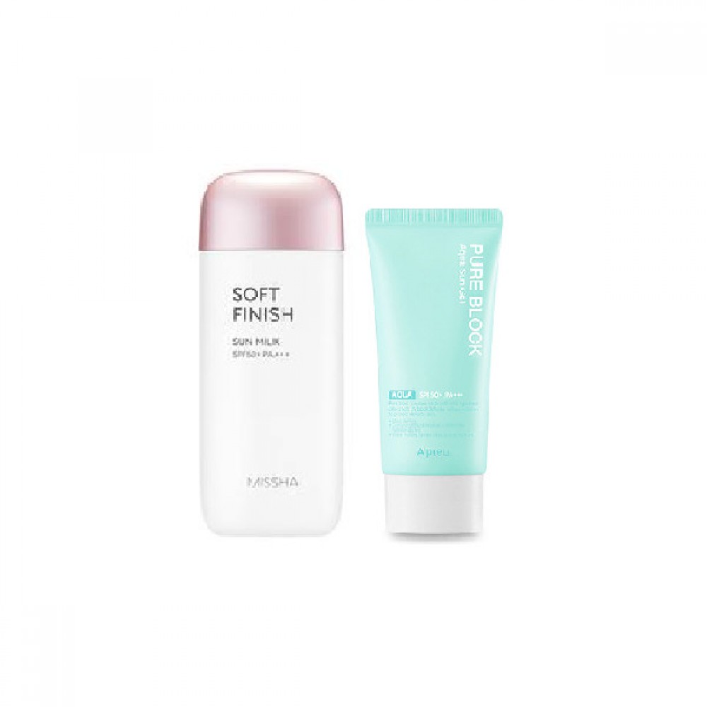 Missha Soft Finish Sun Milk X A'pieu Hero Sunscreen Set B